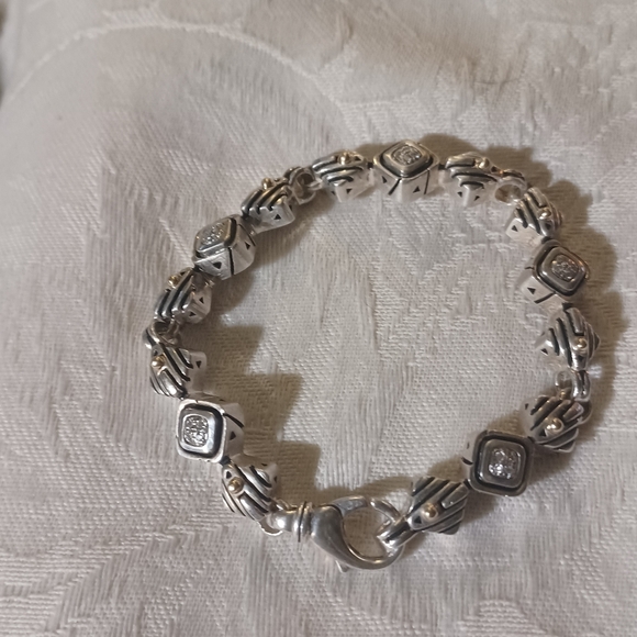 John Atencio Diamond Link Bracelet in SS and 18k with Diamonds - Picture 2 of 15